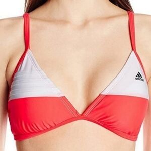 Adidas Cross Back bikini top Neon Red & White 10